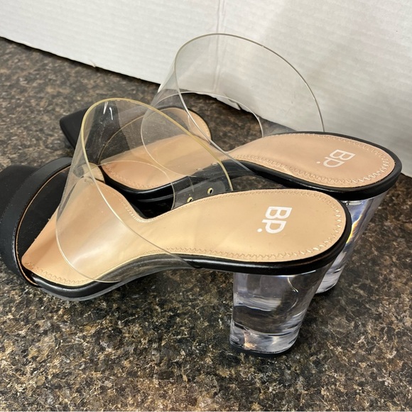 NEW BP Naomi Women's Size 10 Slide Sandals Clear Thick Heels 4" Block Heels - Picture 7 of 9